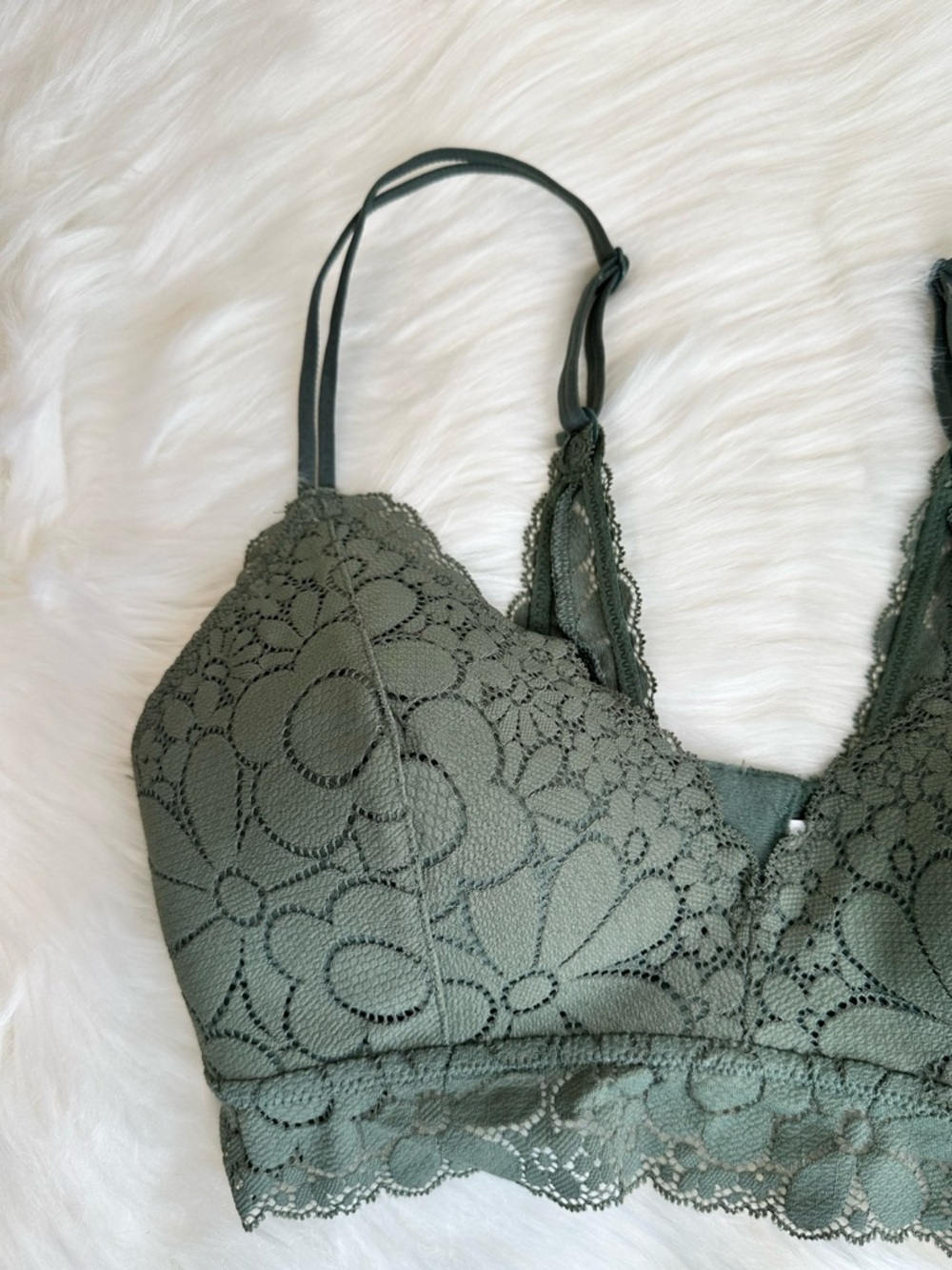 NWT Aerie Real Happy Lightly Lined Wireless Candy Lace Bra Royal Palm Size 34C - Picture 5 of 15